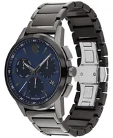 Movado Men's Swiss Chronograph Museum Sport Gray Pvd Stainless Steel Bracelet Watch 43mm