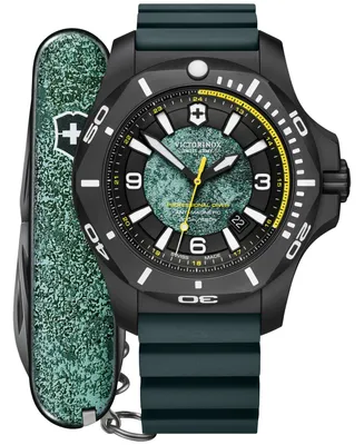 Victorinox Men's I.n.o.x. Professional Diver Blue Green Rubber Strap Watch 45mm Gift Set