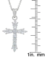 Women's Fine Silver Plated Cubic Zirconia Cross Pendant Necklace