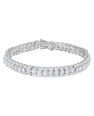 Women's Fine Silver Plated Cubic Zirconia Watch Link Bracelet
