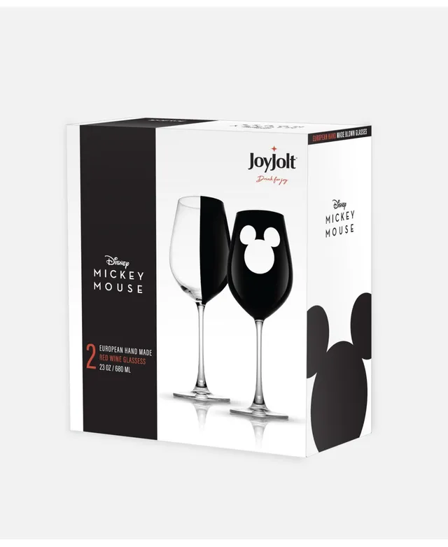 JoyJolt Disney Mickey & Minnie Mouse Figural Heads Wine Glass Set