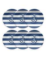 TarHong Nautical Anchor 6-Piece Salad Plate Set, 8.5"