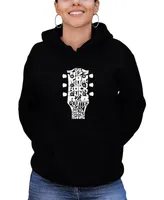 Women's Hooded Word Art Guitar Head Music Genres Sweatshirt Top