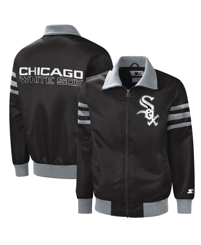 Men's Starter Black Chicago White Sox The Captain Ii Full-Zip Varsity Jacket