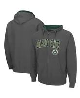 Men's Colosseum Charcoal Colorado State Rams Arch and Logo 3.0 Full-Zip Hoodie