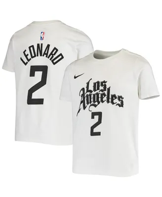 Big Boys Nike Kawhi Leonard White La Clippers Name and Number Performance T-shirt