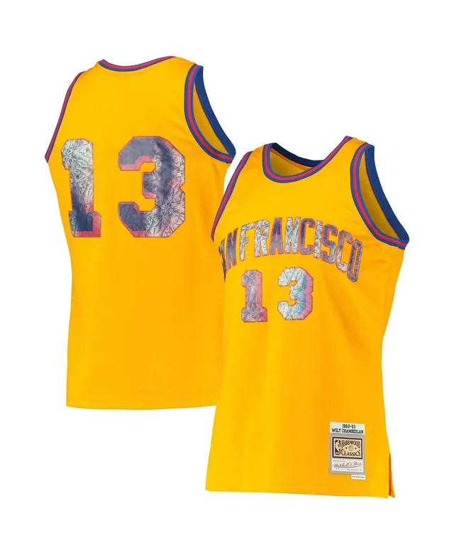 Men's Mitchell & Ness Chris Mullin Royal/Gold Golden State Warriors Hardwood Classics 1993/94 Split Swingman Jersey Size: Large