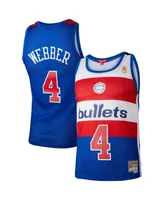 Women's Mitchell & Ness Chris Webber Blue Washington Bullets Hardwood Classics 1996 Swingman Jersey