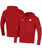 Men's Under Armour Red Wisconsin Badgers 2021 Sideline Warm-Up Full-Zip Hoodie