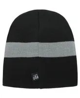 Big Boys Black, Gray Team Usa Latitude 2.0 Stripe Knit Beanie