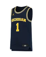 Big Boys Jordan #1 Navy Michigan Wolverines Team Replica Basketball Jersey