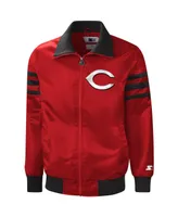 Men's Starter Red Cincinnati Reds The Captain Ii Full-Zip Varsity Jacket