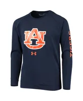 Big Boys Under Armour Navy Auburn Tigers 2-Hit Raglan Performance Long Sleeve T-shirt