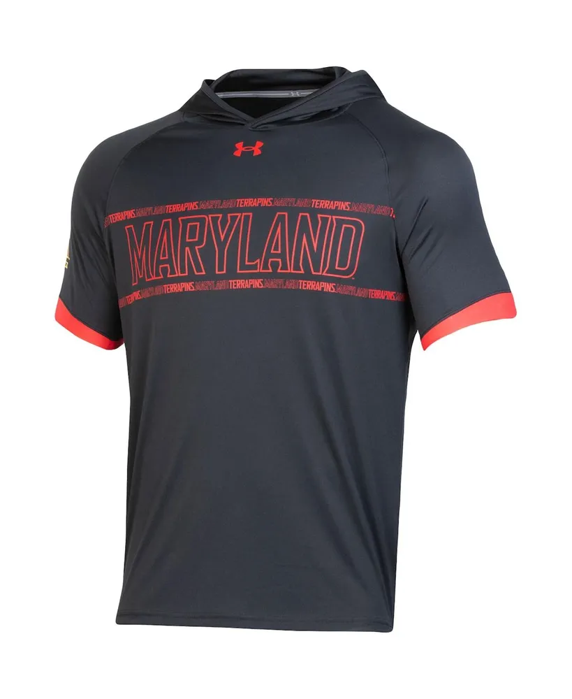 Men's Under Armour Maryland Terrapins On-Court Basketball Shooting Hoodie Raglan Performance T-shirt