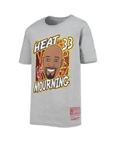 Big Boys Mitchell & Ness Alonzo Mourning Heathered Gray Miami Heat Hardwood Classics King of the Court Player T-shirt