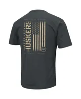 Men's Colosseum Heathered Black Nebraska Huskers Oht Military-Inspired Appreciation Flag 2.0 T-shirt