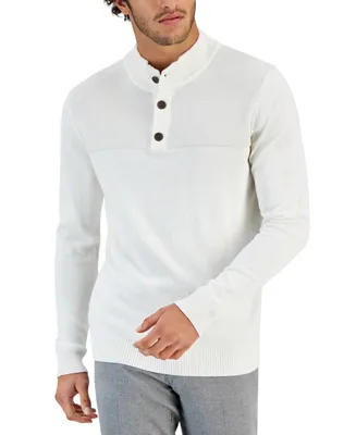 Club Room Men's Button Mock Neck Sweater, Created for Macy's