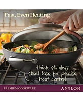 Anolon Accolade Forged Hard-Anodized Nonstick Wok with Lid, 13.5-Inch, Moonstone