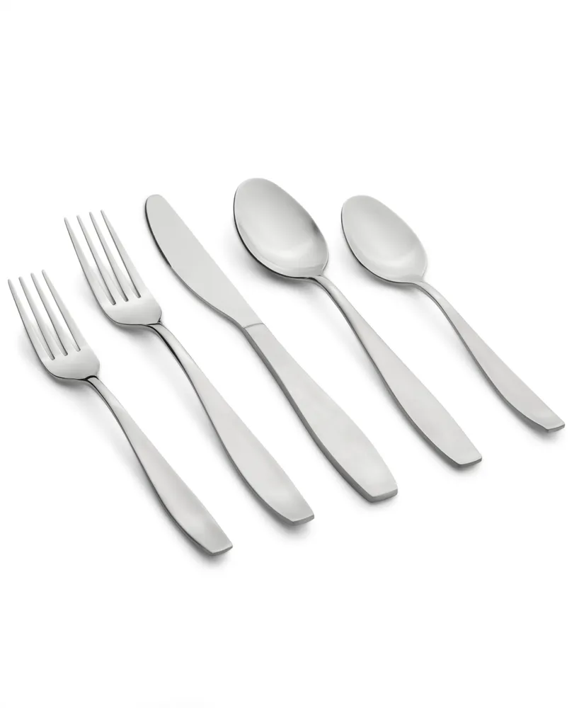 Cambridge Silversmiths Tyrus Satin Mirror 89-Piece Flatware Set, Service for 12