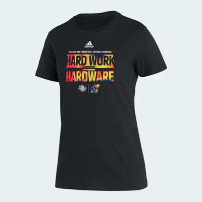 adidas Women's Black Kansas Jayhawks 2022 Ncaa Men's Basketball Tournament March Madness National Champions T-Shirt