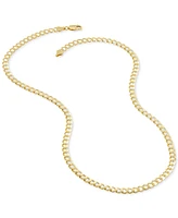 Concave Curb Link 22" Chain Necklace in 14k Gold-Plated Sterling Silver