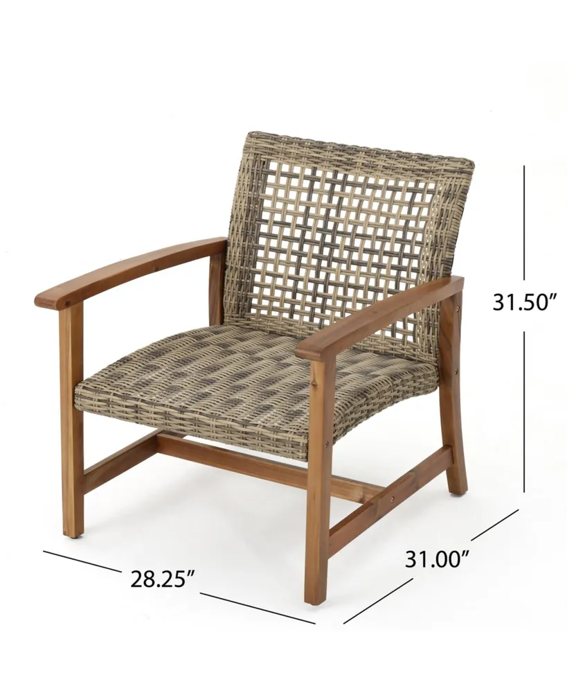 Hampton Outdoor Wicker Club Chairs and Side Table Set, 3 Piece
