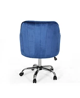 Channeled Glam Velvet Home Office Chair with Swivel Base