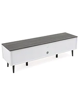 Rowan Mid-Century Modern Two-Toned Tv Stand with Glass Shelf