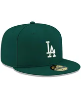 Men's New Era Green Los Angeles Dodgers Logo White 59FIFTY Fitted Hat