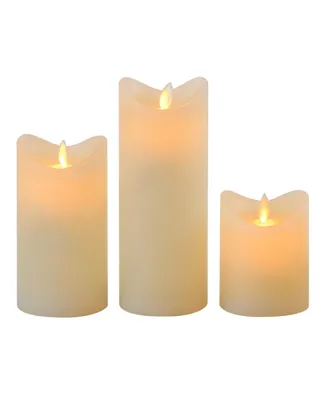 Battery Operated Led Wax Candles with Moving Flame, Set of 3