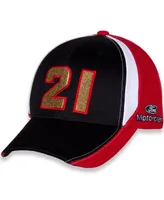 Men's Checkered Flag Black and Red Harrison Burton Motorcraft Number Performance Adjustable Hat