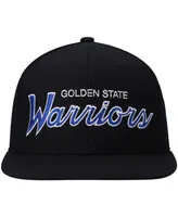 Men's Mitchell & Ness Black Golden State Warriors Hardwood Classics Script 2.0 Snapback Hat