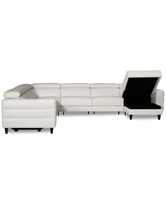 Silvanah -Pc. Leather Sectional with Storage Chaise and Power Recliners