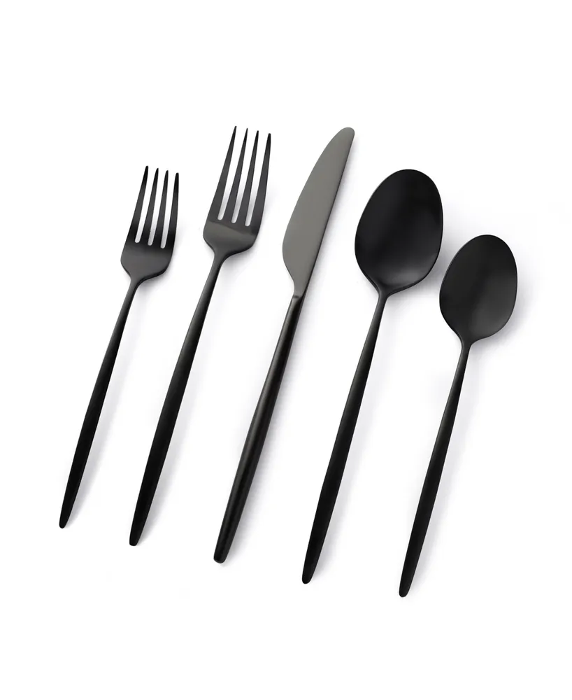 Cambridge Silversmiths Gaze Black Satin 20-Piece Flatware Set, Service for 4