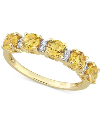 Citrine (1-2/5 ct. t.w.) & White Topaz (1/8 Ring Gold-Plated Sterling Silver