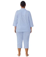 Lauren Ralph Plus Button-Front Top and Pants Pajama Set