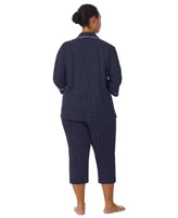 Lauren Ralph Plus Button-Front Top and Pants Pajama Set