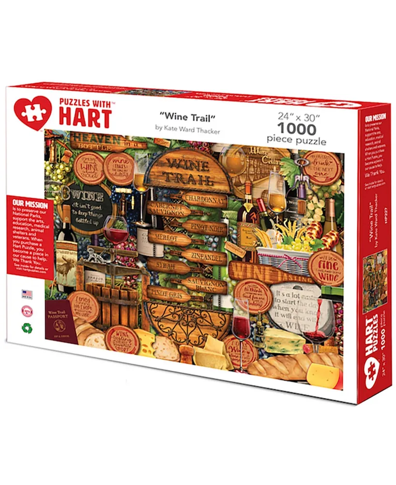 Hart Puzzles Wine Trail 24" x 30" By Kate Ward Thacker Set, 1000 Pieces