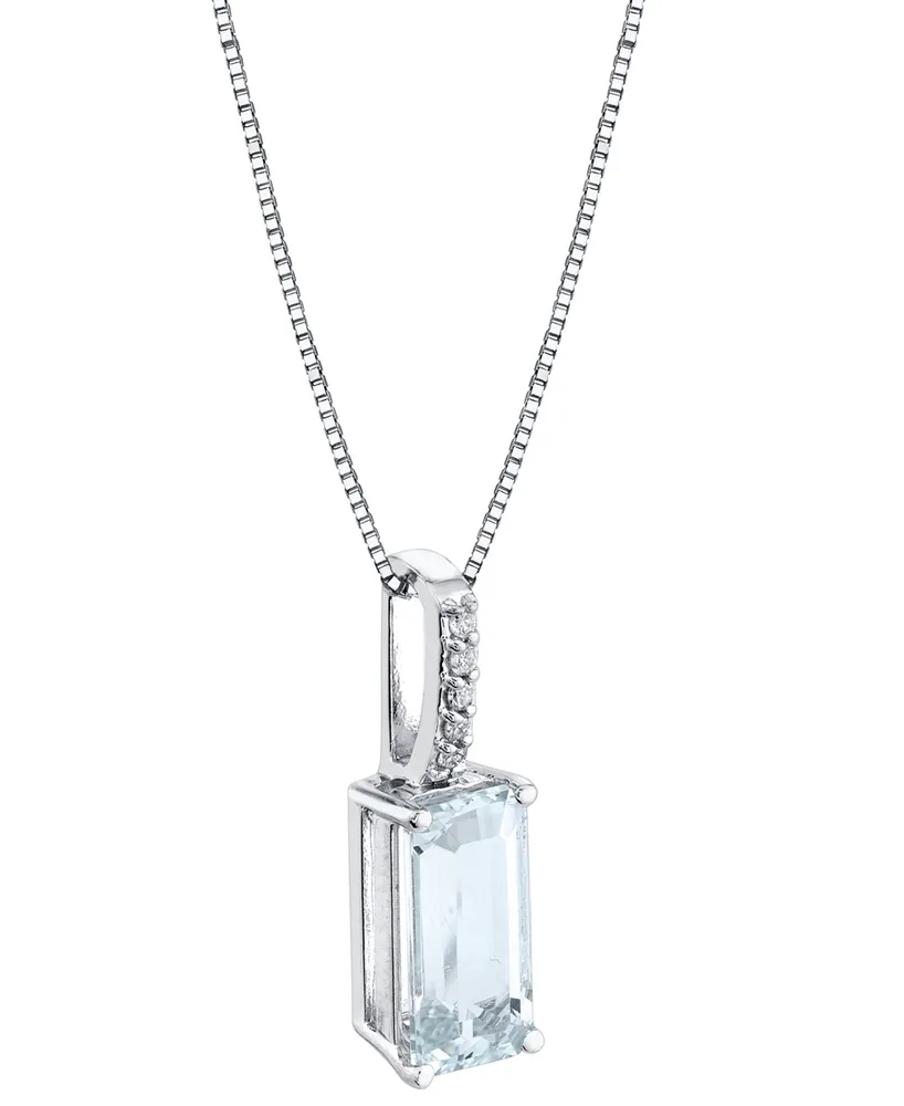Aquamarine (2-5/8 ct. t.w.) & Diamond (1/20 ct. t.w.) 18" Pendant Necklace in Sterling Silver