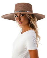 Women's Straw Hat with Glass Beaded Trim