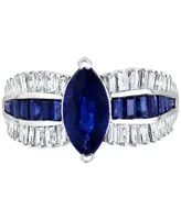 Effy Sapphire (2-3/8 ct. t.w.) & Diamond (1/2 ct. t.w.) Marquise Statement Ring in 14k White Gold
