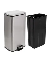 Honey Can Do Stainless Steel Step Trash Cans with Lid, Set of 2 - Silver