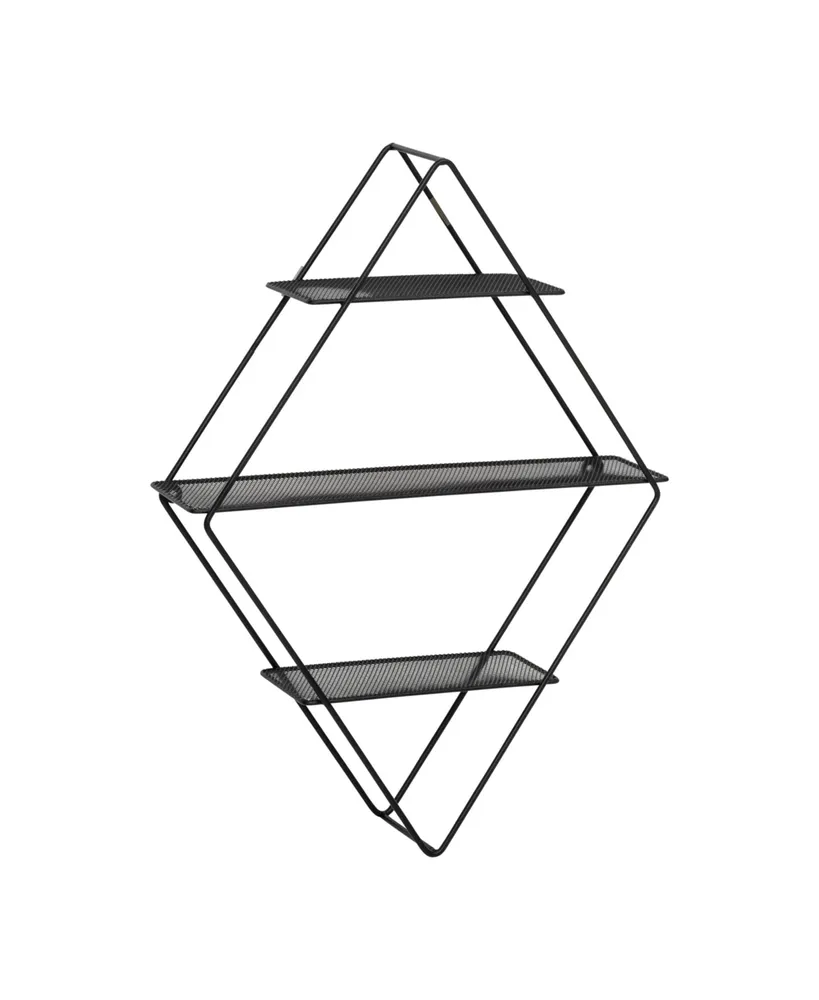 Diamond Shaped 3 Tier Decorative Metal Wall Shelf