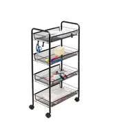 Metal Rolling 4 Tier Cart with Trays