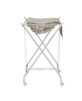 Honey Can Do Single Bounce Back Hamper No Bend Laundry Basket with Wheels and Lid