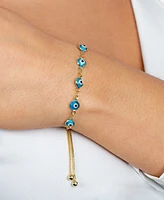 Women's Aqua Glass Guardian Eye Adjustable Bracelet