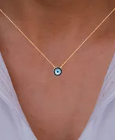 Cubic Zirconia & Enamel Evil Eye Halo Pendant Necklace in 14k Gold-Plated Sterling Silver, 16" + 1" extender