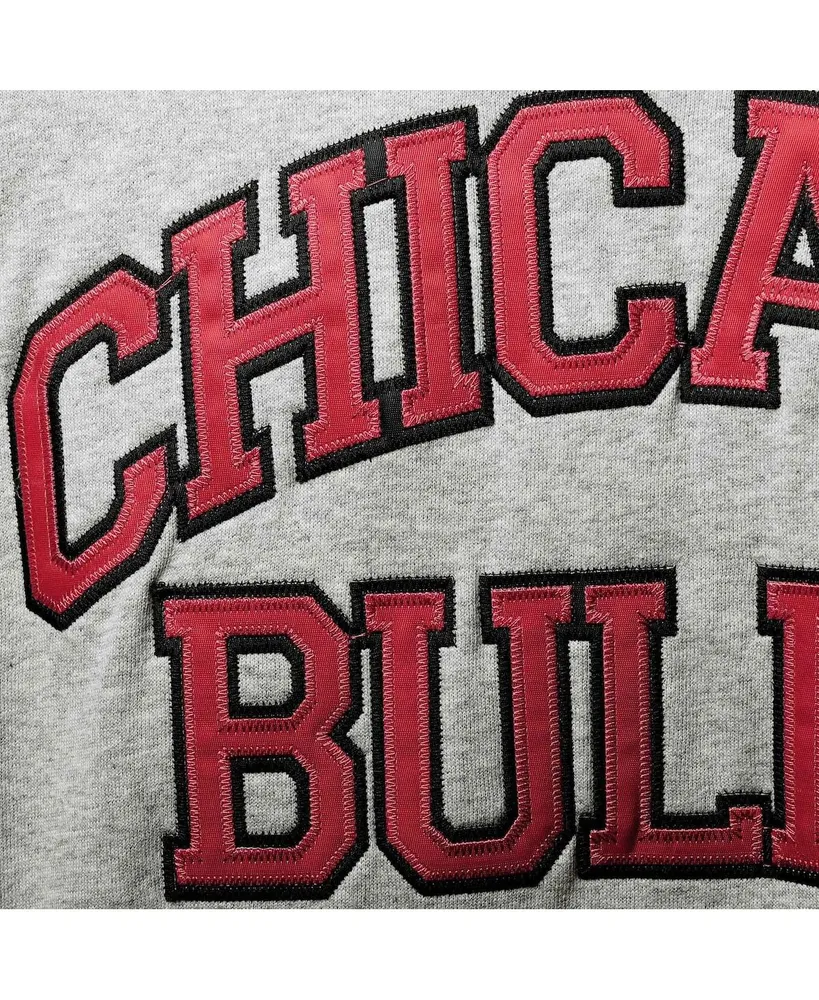 Men's Mitchell & Ness Heather Gray Chicago Bulls Hardwood Classics Big and Tall Throwback Pullover Hoodie