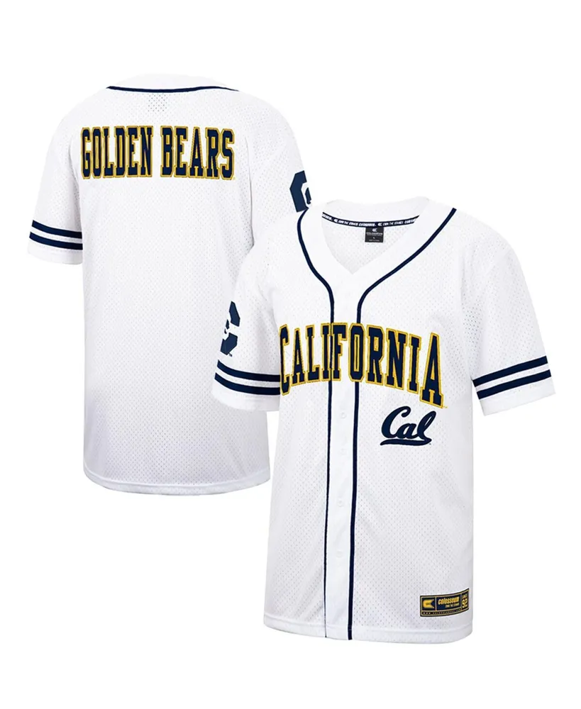 Men's Colosseum White and Navy Cal Bears Free Spirited Baseball Jersey