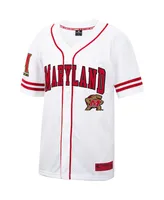 Men's Colosseum White and Red Maryland Terrapins Free Spirited Baseball Jersey